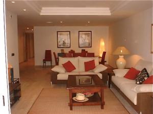 The living area (with dining area in background)