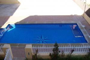 pool and sunbathing area